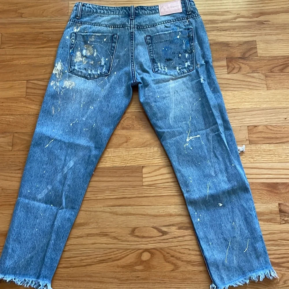 One Teaspoon  Boyfriend‎  crop Jeans Paint Splatter and Rips 27 - Picture 8 of 10